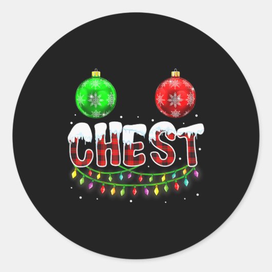 Chest Nuts Christmas Funny Matching Couple Chestnu Ronde Sticker (Voorkant)