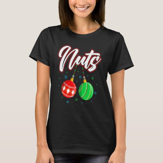 Chest Nuts Christmas T Shirt Funny Matching Couple (Voorkant)