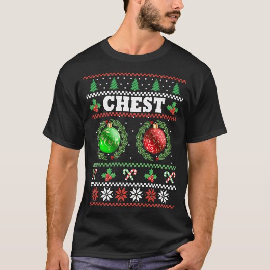 Chest Nuts kerstt Ugly Matching Couple Chest T-shirt (Voorkant)