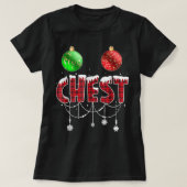Chest Nuts met Kerstmis Funny Matching Couple Ches T-shirt (Design voorkant)