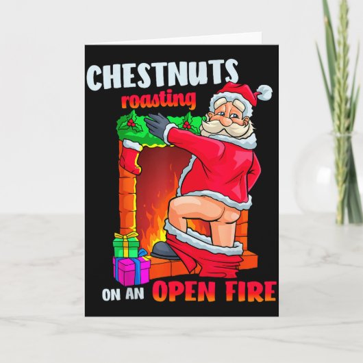 Chest Nuts Roasting Funny Naughty Santa Dirty Food Kaart (Voorkant)