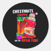 Chest Nuts Roasting Funny Naughty Santa Dirty Food Ronde Sticker (Voorkant)