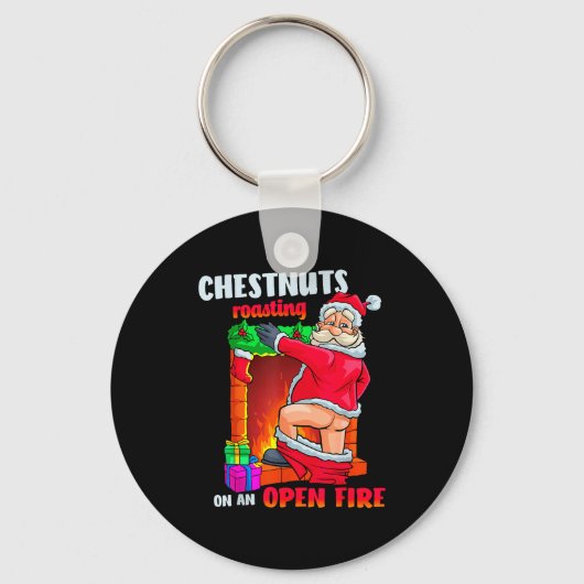 Chest Nuts Roasting Funny Naughty Santa Dirty Food Sleutelhanger (Voorkant)
