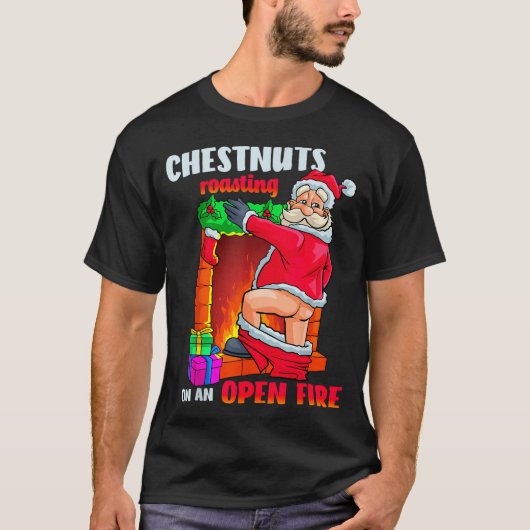 Chest Nuts Roasting Funny Naughty Santa Dirty Food T-shirt (Voorkant)