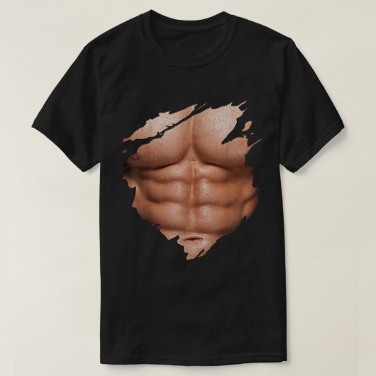 Chest Six Pack Muscles Bodybuilder T-shirt (Design voorkant)