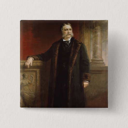 Chester A. Arthur Vierkante Button 5,1 Cm (Voorkant)