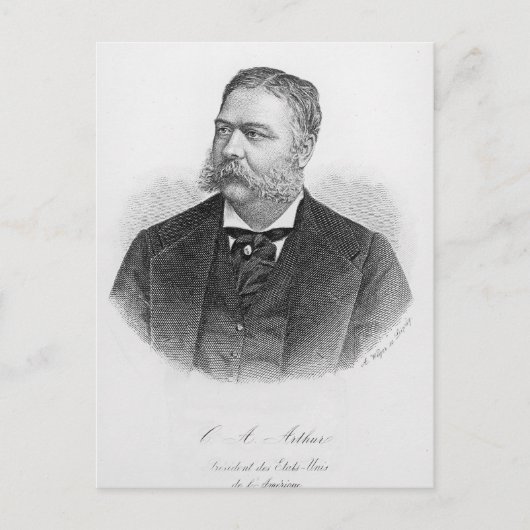 Chester Alan Arthur , gegraveerd door A. Weger Briefkaart (Voorkant)