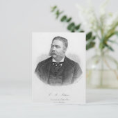 Chester Alan Arthur , gegraveerd door A. Weger Briefkaart (Staand voorkant)