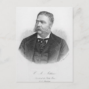 Chester Alan Arthur , gegraveerd door A. Weger Briefkaart