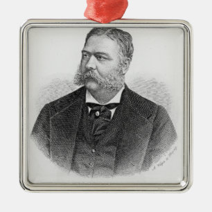 Chester Alan Arthur , gegraveerd door A. Weger Metalen Ornament