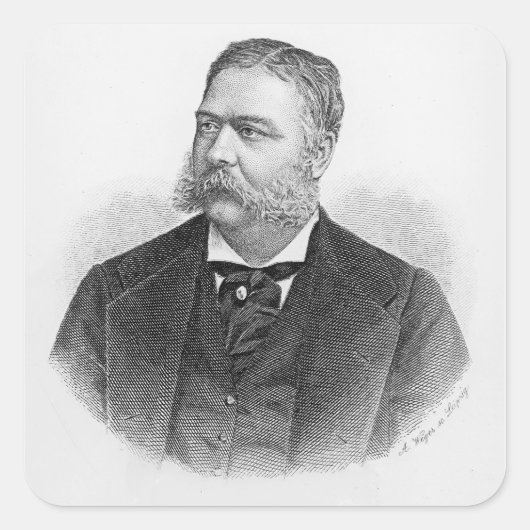 Chester Alan Arthur , gegraveerd door A. Weger Vierkante Sticker (Voorkant)