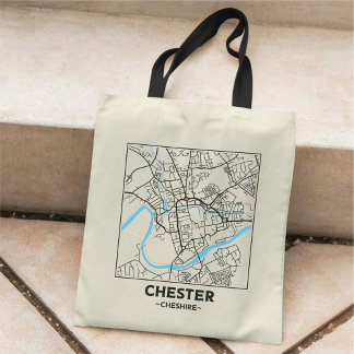 Chester, Cheshire Stad Kaart Boodschappentas Tote Bag