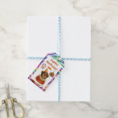 Chester, chimpansee clown cadeaulabel (Met Touw)