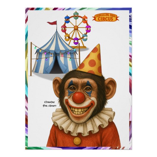 Chester de chimpansee clown perfect poster (Voorkant)
