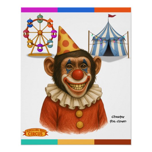 Chester de chimpansee clown perfect poster (Voorkant)