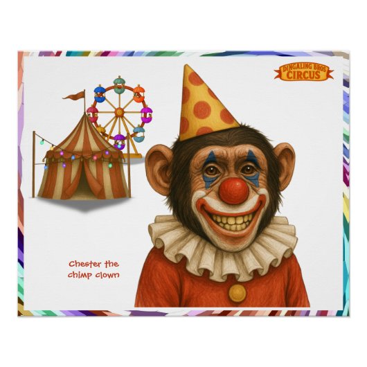 Chester de chimpansee clown perfect poster (Voorkant)