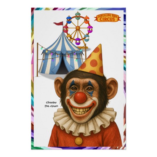 Chester de chimpansee clown perfect poster (Voorkant)