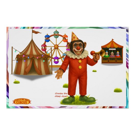 Chester de chimpansee clown perfect poster (Voorkant)