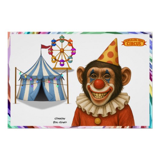 Chester de chimpansee clown perfect poster (Voorkant)