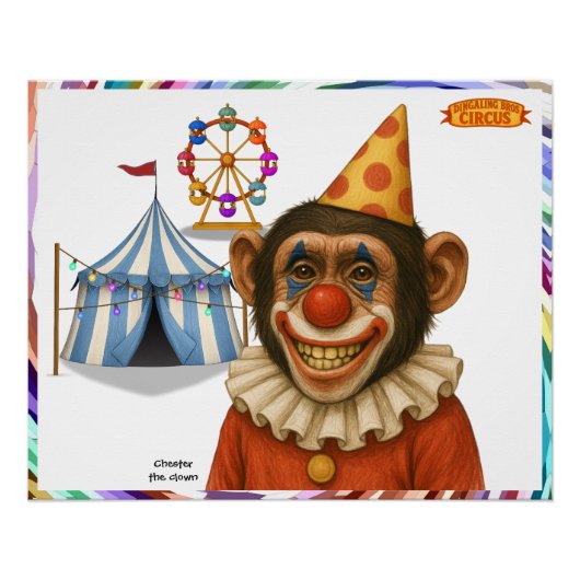 Chester de chimpansee clown perfect poster (Voorkant)