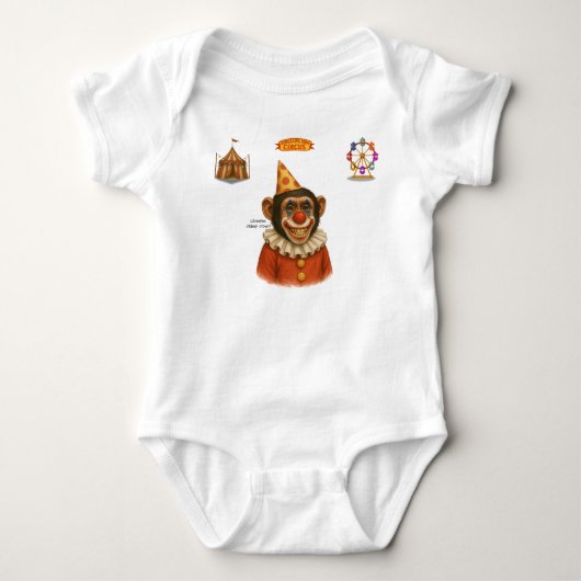 Chester de chimpansee clown romper (Voorkant)