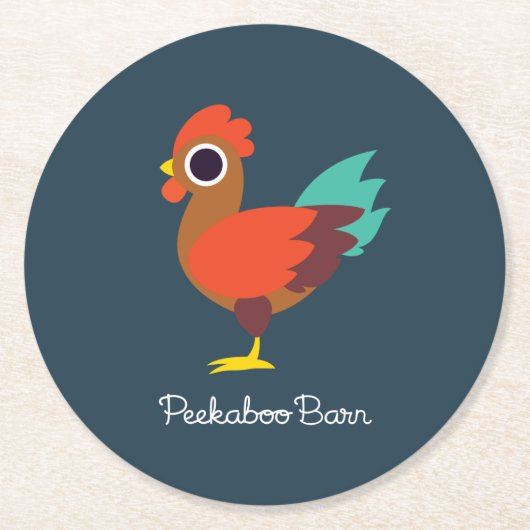 Chester de Rooster Ronde Kartonnen Onderzetter (Voorkant)