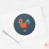 Chester de Rooster Ronde Sticker (Envelop)