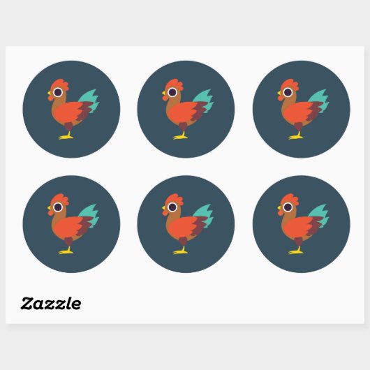 Chester de Rooster Ronde Sticker (Vel)