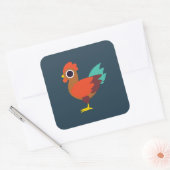 Chester de Rooster Vierkante Sticker (Envelop)