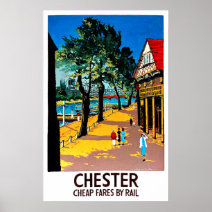 Chester, Engeland, stadshaven, spoorwegstation Poster