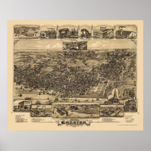 Chester, PA Panorama Map - 1885 Poster