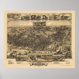 Chester, PA Panorama Map - 1885 Poster