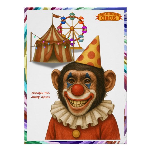 Chester the chimp clown perfect poster (Voorkant)