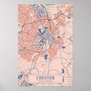 Chester Verenigd Koninkrijk Winderige Stad Kaart R Poster