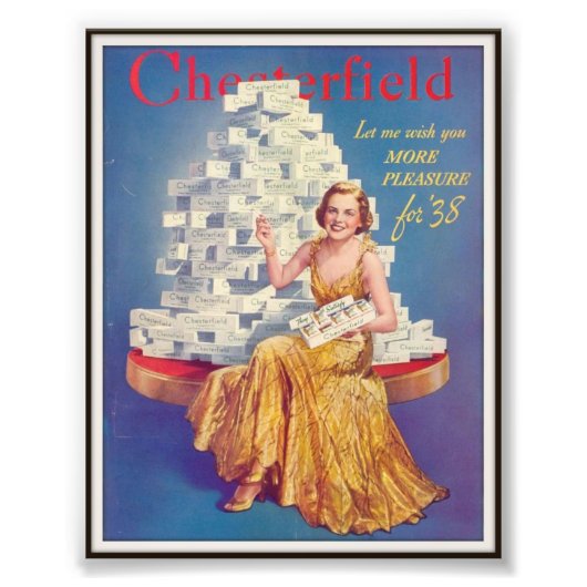  Chesterfield Cigarette Adverteren 1937 Foto Afdruk (Voorkant)
