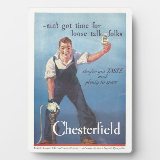 Chesterfield sigaretten advertentie Fotoplaat (voorkant)