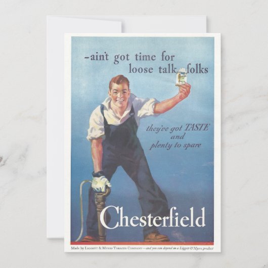 Chesterfield sigaretten advertentie Kaart (Voorkant)