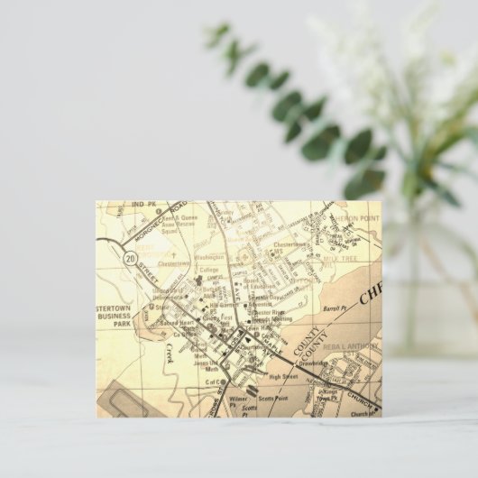 Chestertown, MD  Map Briefkaart (Staand voorkant)