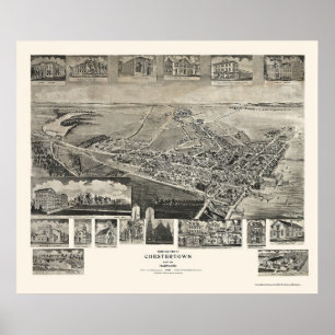 Chestertown, MD Panoramic Map - 1907 Poster