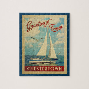 Chestertown Sailboot Vintage Travel Maryland Legpuzzel