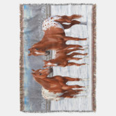 Chestnut Appaloosa Sorrel Quarter Paarden in sneeu Deken (Voorkant Verticaal)