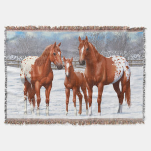 Chestnut Appaloosa Sorrel Quarter Paarden in sneeu Deken