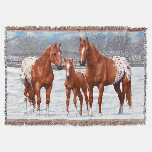 Chestnut Appaloosa Sorrel Quarter Paarden in sneeu Deken (Voorkant)