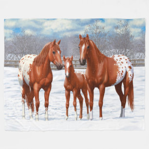 Chestnut Appaloosa Sorrel Quarter Paarden in sneeu Fleece Deken