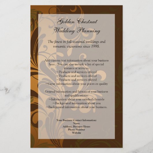 Chestnut Brown/Gold/Green Program, Menu of Flyer (Voorkant)