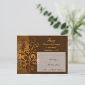 Chestnut Brown Gold/Green RSVP Reply Briefkaart (Staand voorkant)