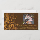 Chestnut Brown/Gold/Green Swirl-fotokaart Save The Date (Voorkant)