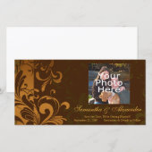 Chestnut Brown/Gold/Green Swirl-fotokaart Save The Date (Voorkant / Achterkant)