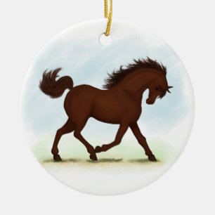 Chestnut Brown Horse Equestrian Keramisch Ornament