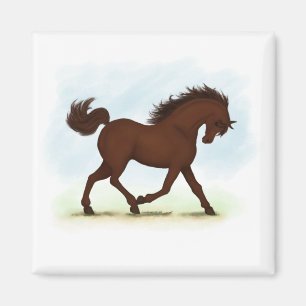 Chestnut Brown Horse Equestrian Magneet